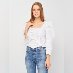 Zara White Ruched Top